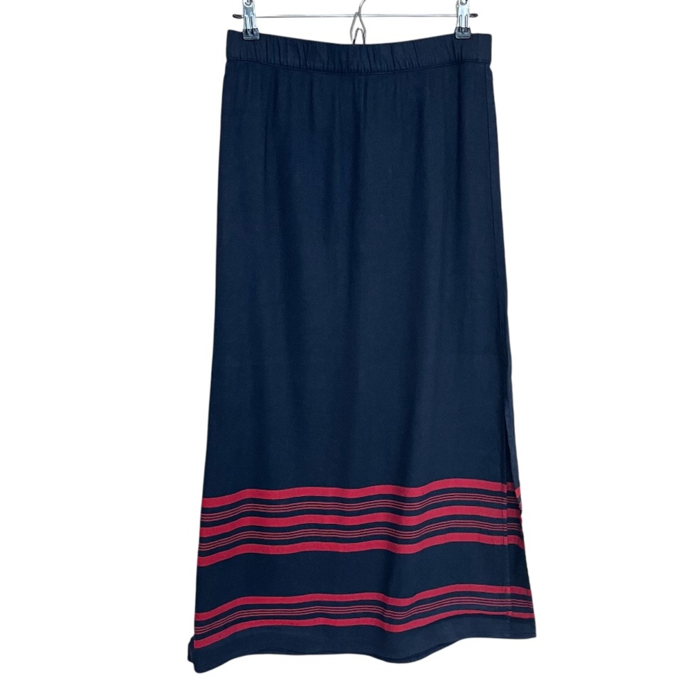 J. Jill Linen Blend Navy Blue With Red Stripes Skirt - Size XS - Picture 2 of 12